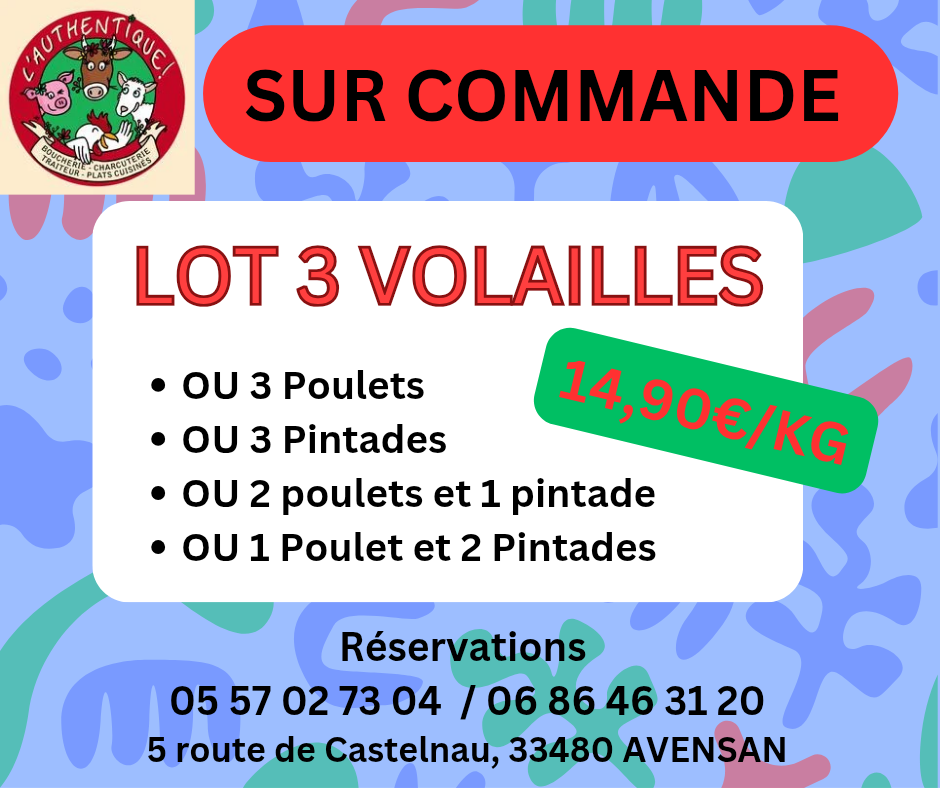 Affiche : lot 3 volailles